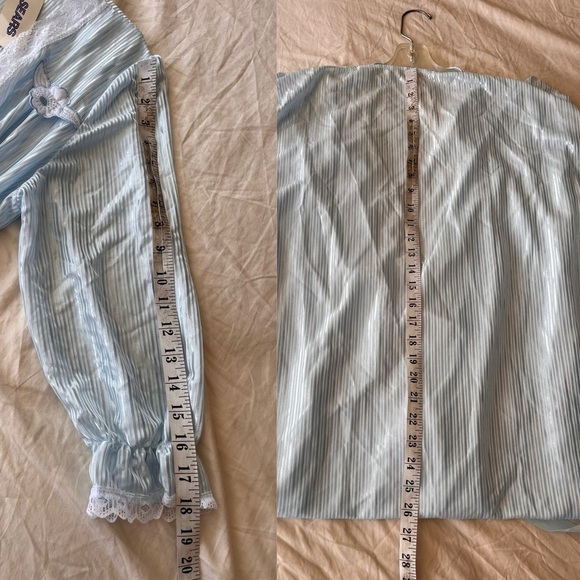NWT Vintage 70s 80s Baby Blue Pleated Nightgown & Robe Set - Picture 13 of 15